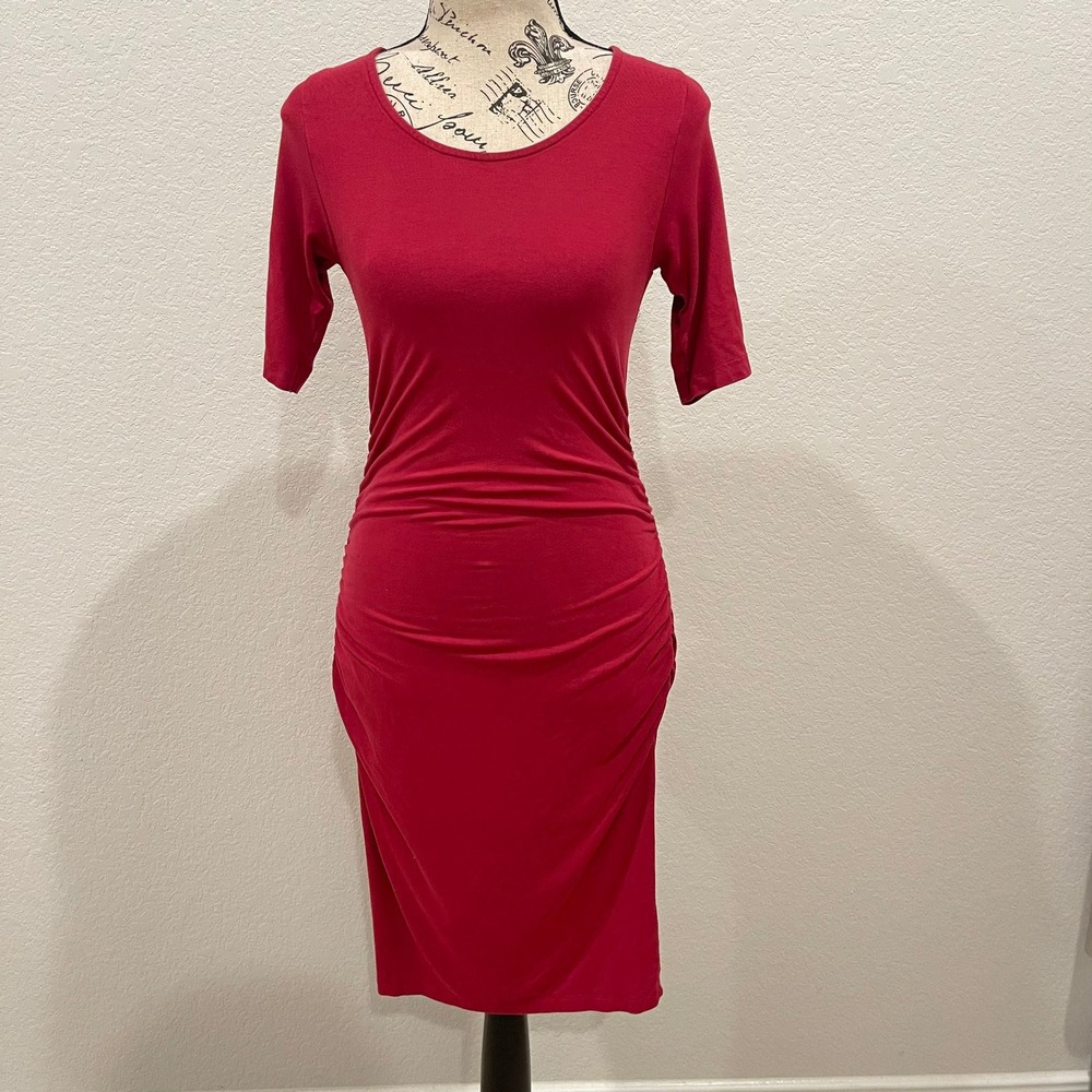 Seraphine Maternity Dress Ruched Bodycon Short Sleeve Size 2